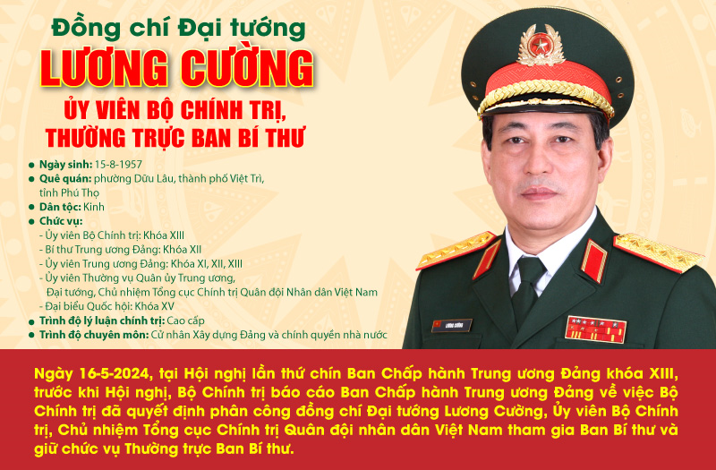 Tiểu sử, quá trình công tác của đồng chí Đại tướng Lương Cường, Ủy viên Bộ Chính trị, Thường trực Ban Bí thư